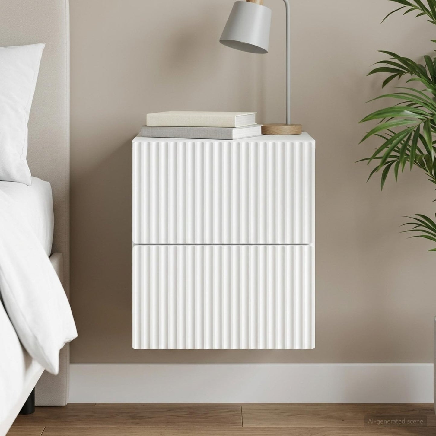 Wandbeugel Bedkast met lade Wit 33 x 34,5 x 40 cm Bewerkt hout is nu te koop bij PeponiXL, paradijselijk wonen!