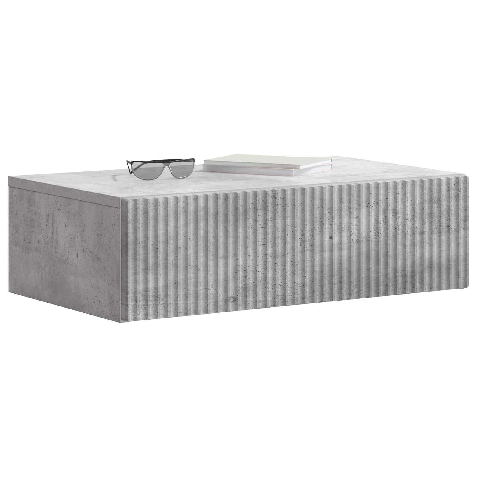 Wandmontage Zijtafel Betongrijs 59 x 34,5 x 17 cm Bewerkt hout is nu te koop bij PeponiXL, paradijselijk wonen!