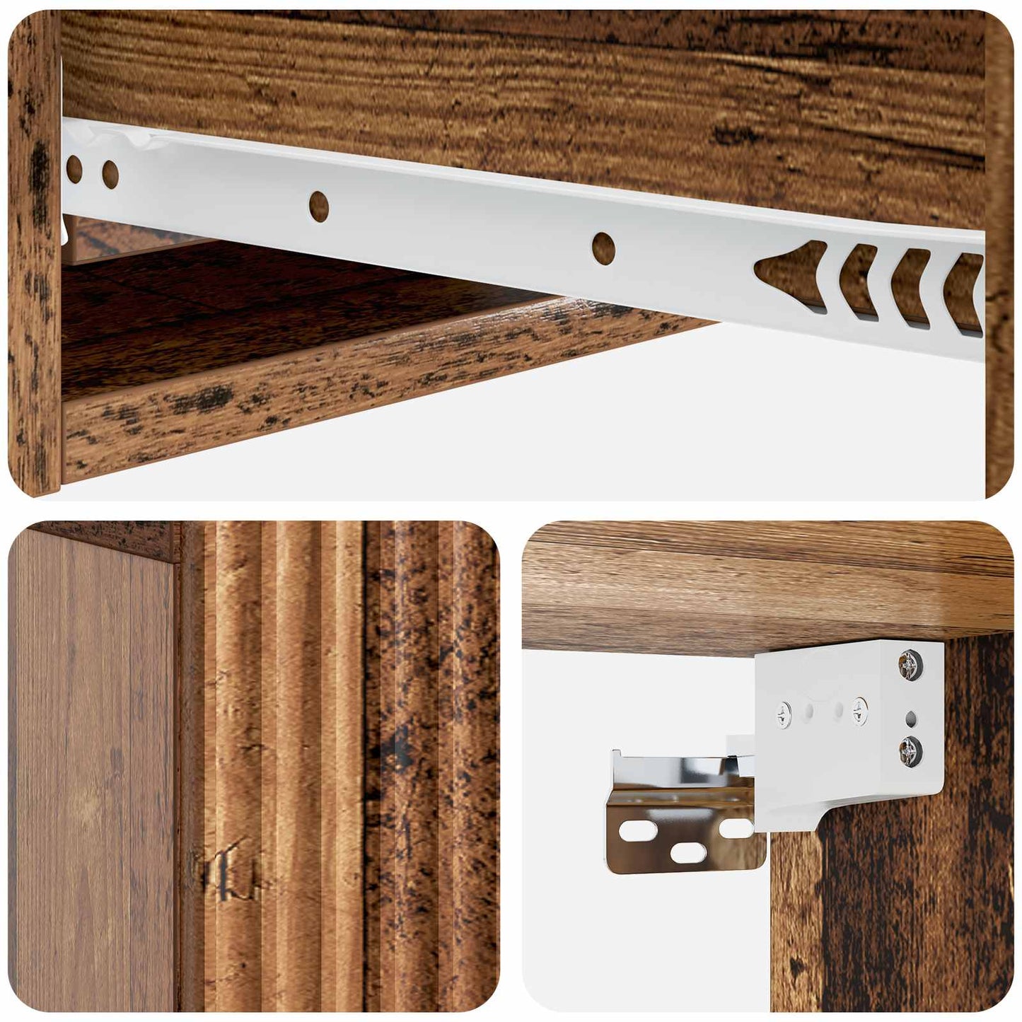 Wandmontage Zijtafel Oud hout 59 x 34,5 x 17 cm Bewerkt hout is nu te koop bij PeponiXL, paradijselijk wonen!