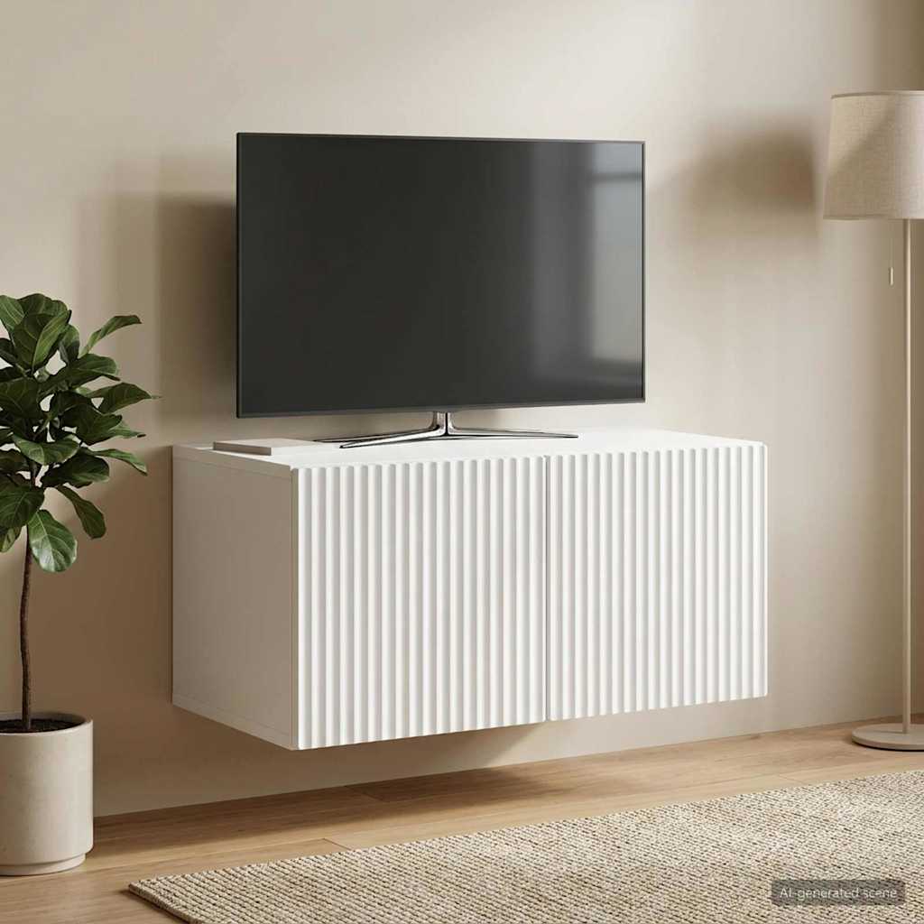 Wandbeugel TV-kast Wit 59,5 x 41 x 30 cm Bewerkt hout is nu te koop bij PeponiXL, paradijselijk wonen!