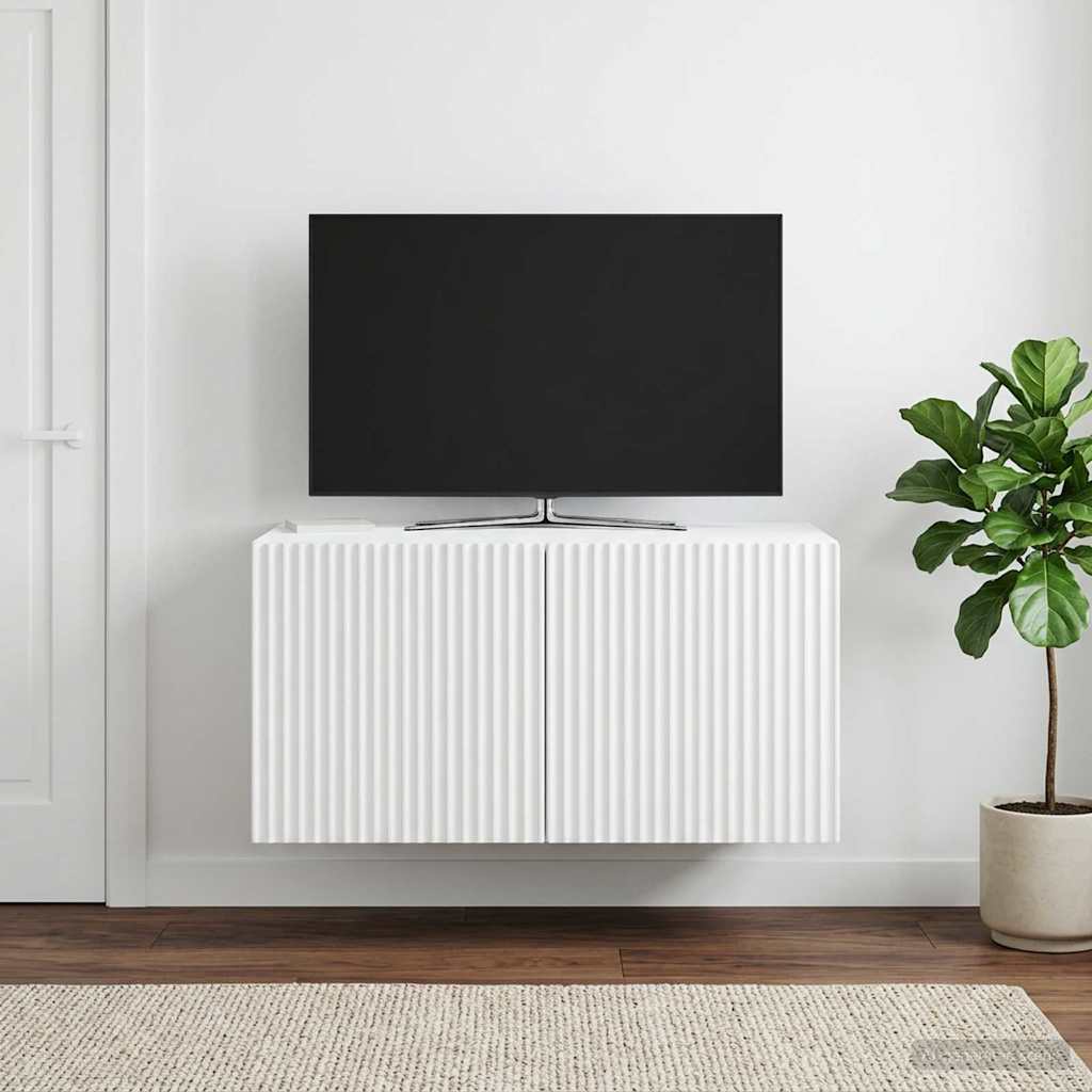 Wandbeugel TV-kast Wit 59,5 x 41 x 30 cm Bewerkt hout is nu te koop bij PeponiXL, paradijselijk wonen!