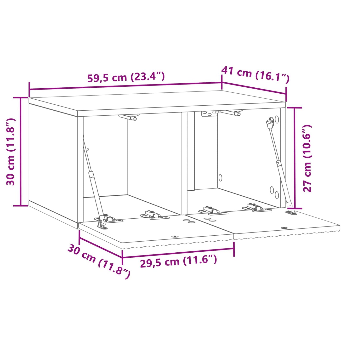 Wandbeugel TV-kast Wit 59,5 x 41 x 30 cm Bewerkt hout is nu te koop bij PeponiXL, paradijselijk wonen!