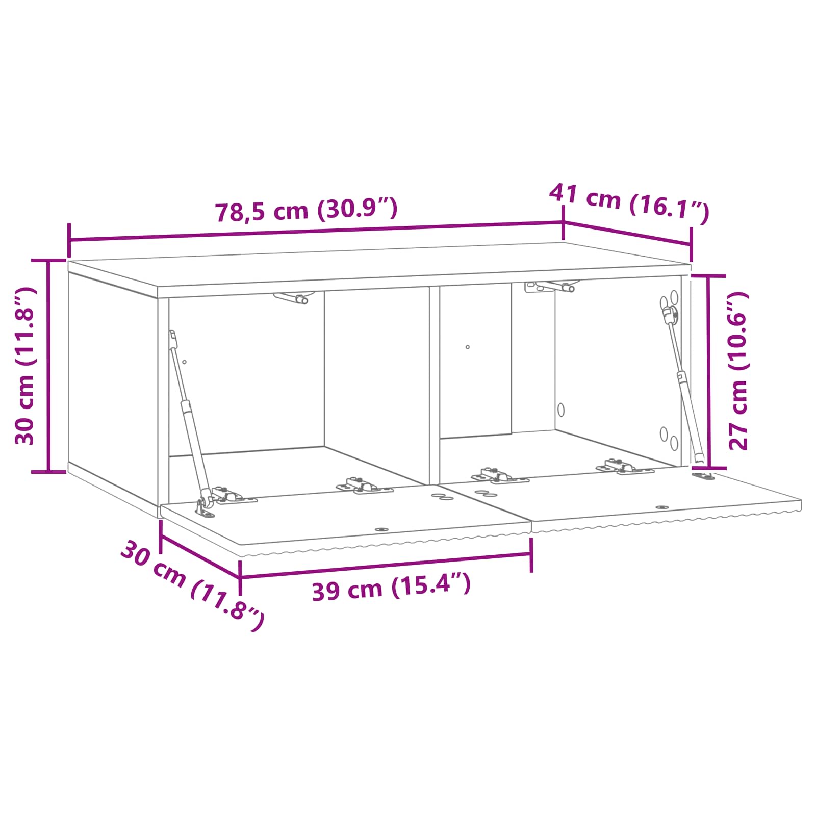Wandbeugel TV-kast Wit 78,5 x 41 x 30 cm Bewerkt hout is nu te koop bij PeponiXL, paradijselijk wonen!