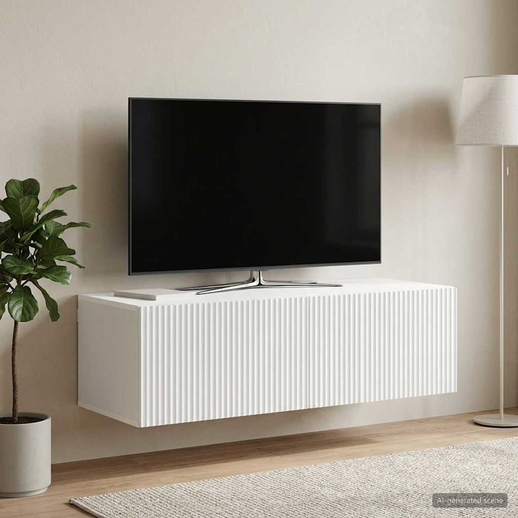 Wandbeugel TV-kast Wit 98 x 41 x 30 cm Bewerkt hout is nu te koop bij PeponiXL, paradijselijk wonen!