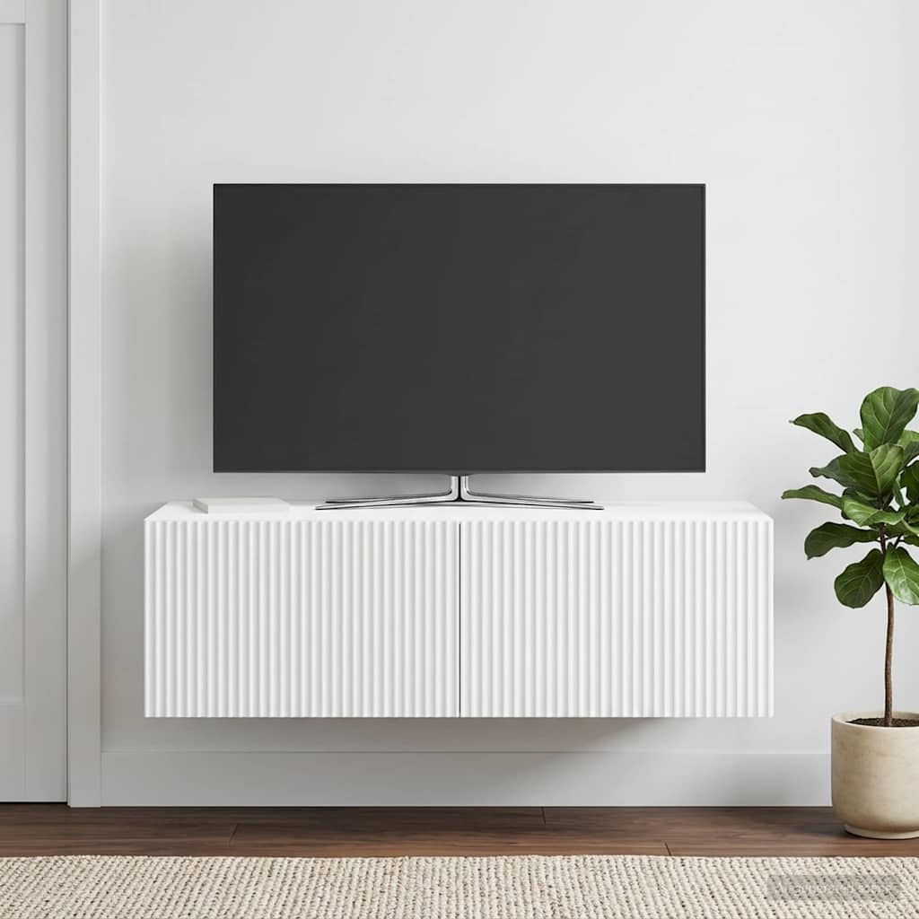 Wandbeugel TV-kast Wit 98 x 41 x 30 cm Bewerkt hout is nu te koop bij PeponiXL, paradijselijk wonen!