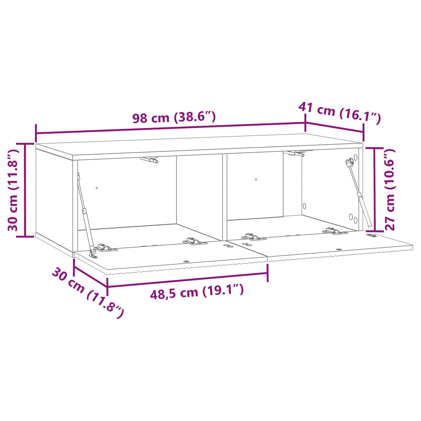 Wandbeugel TV-kast Wit 98 x 41 x 30 cm Bewerkt hout is nu te koop bij PeponiXL, paradijselijk wonen!