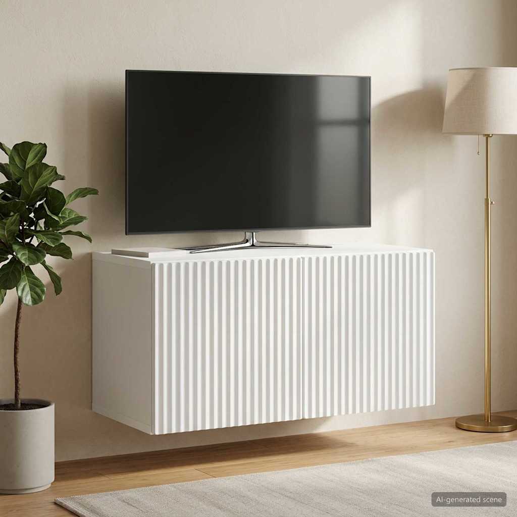 Wandbeugel TV-kast Wit 59,5 x 31 x 30 cm Bewerkt hout is nu te koop bij PeponiXL, paradijselijk wonen!