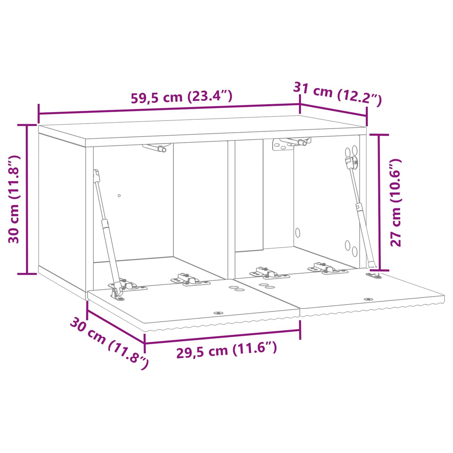 Wandbeugel TV-kast Wit 59,5 x 31 x 30 cm Bewerkt hout is nu te koop bij PeponiXL, paradijselijk wonen!
