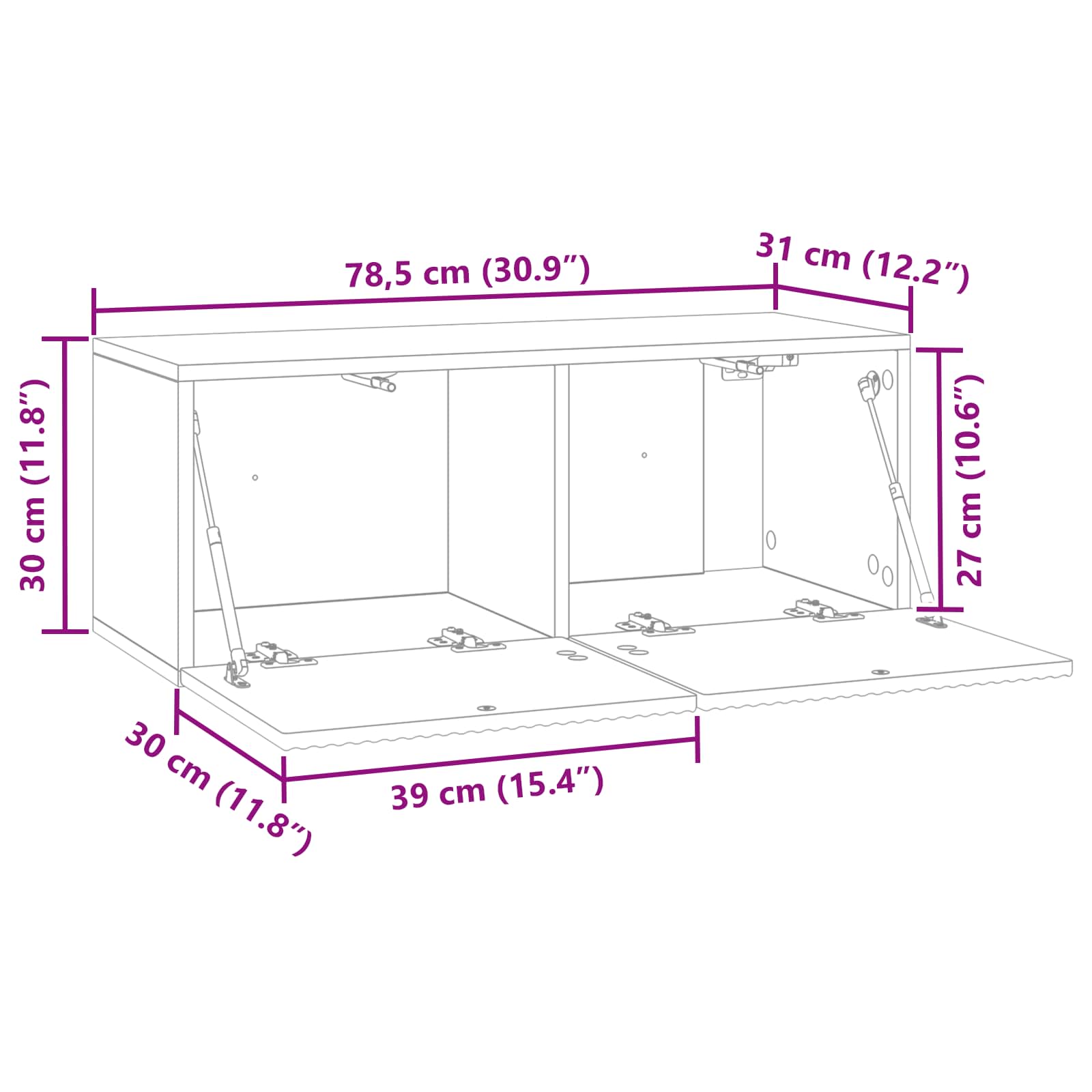 Wandbeugel TV-kast Wit 78,5 x 31 x 30 cm Bewerkt hout is nu te koop bij PeponiXL, paradijselijk wonen!