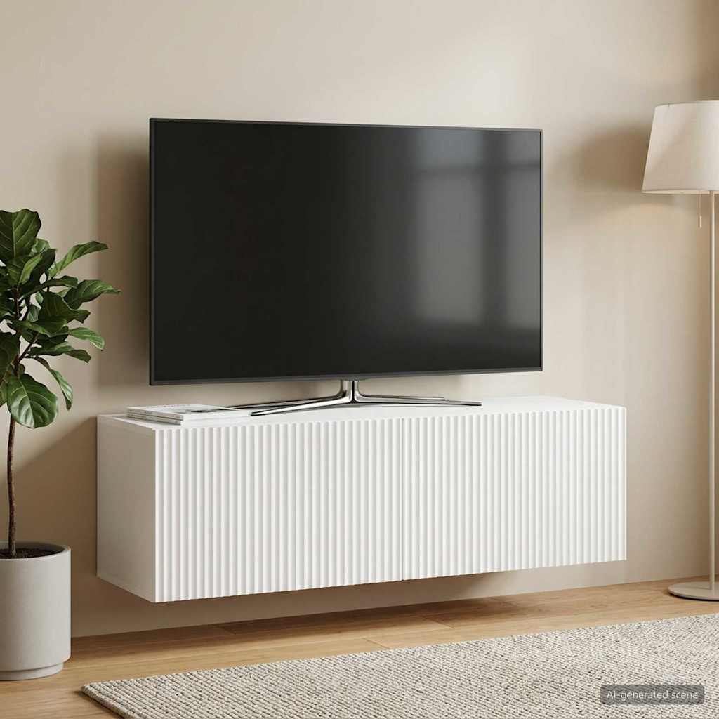 Wandbeugel TV-kast Wit 98 x 31 x 30 cm Bewerkt hout is nu te koop bij PeponiXL, paradijselijk wonen!