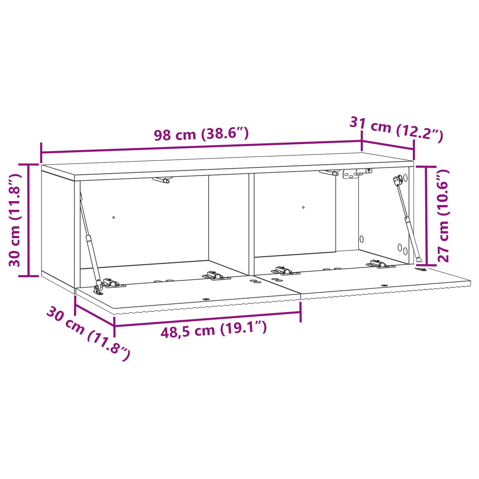 Wandbeugel TV-kast Wit 98 x 31 x 30 cm Bewerkt hout is nu te koop bij PeponiXL, paradijselijk wonen!