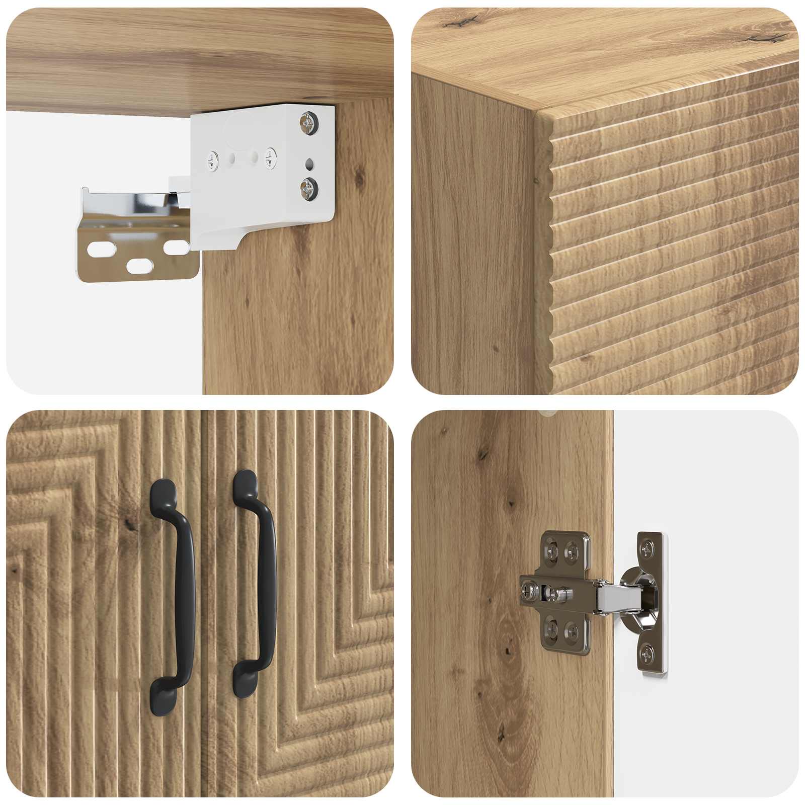 Wandkast Artisanaal eiken 66 x 34,5 x 90 cm Bewerkt hout is nu te koop bij PeponiXL, paradijselijk wonen!