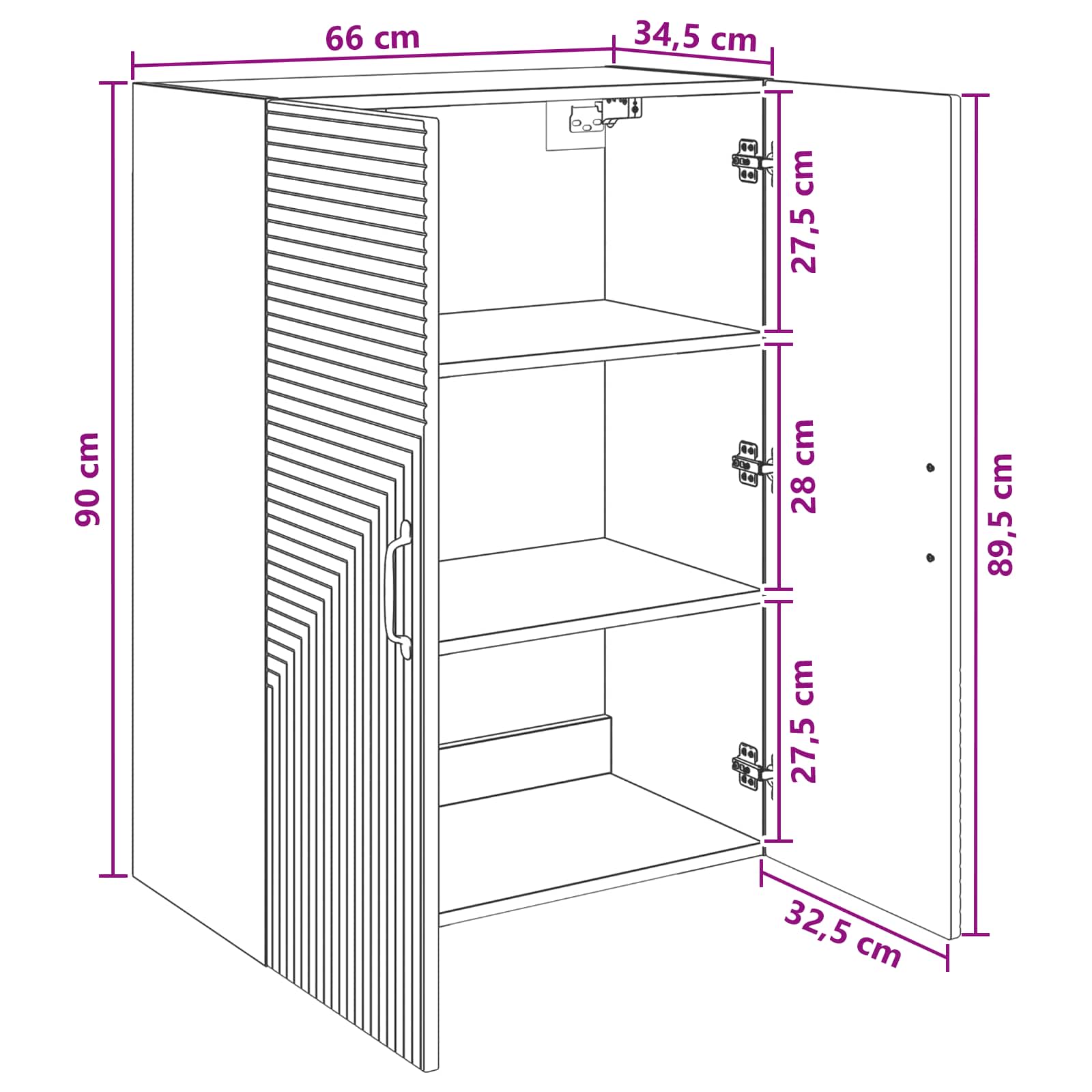 Wandkast Artisanaal eiken 66 x 34,5 x 90 cm Bewerkt hout is nu te koop bij PeponiXL, paradijselijk wonen!