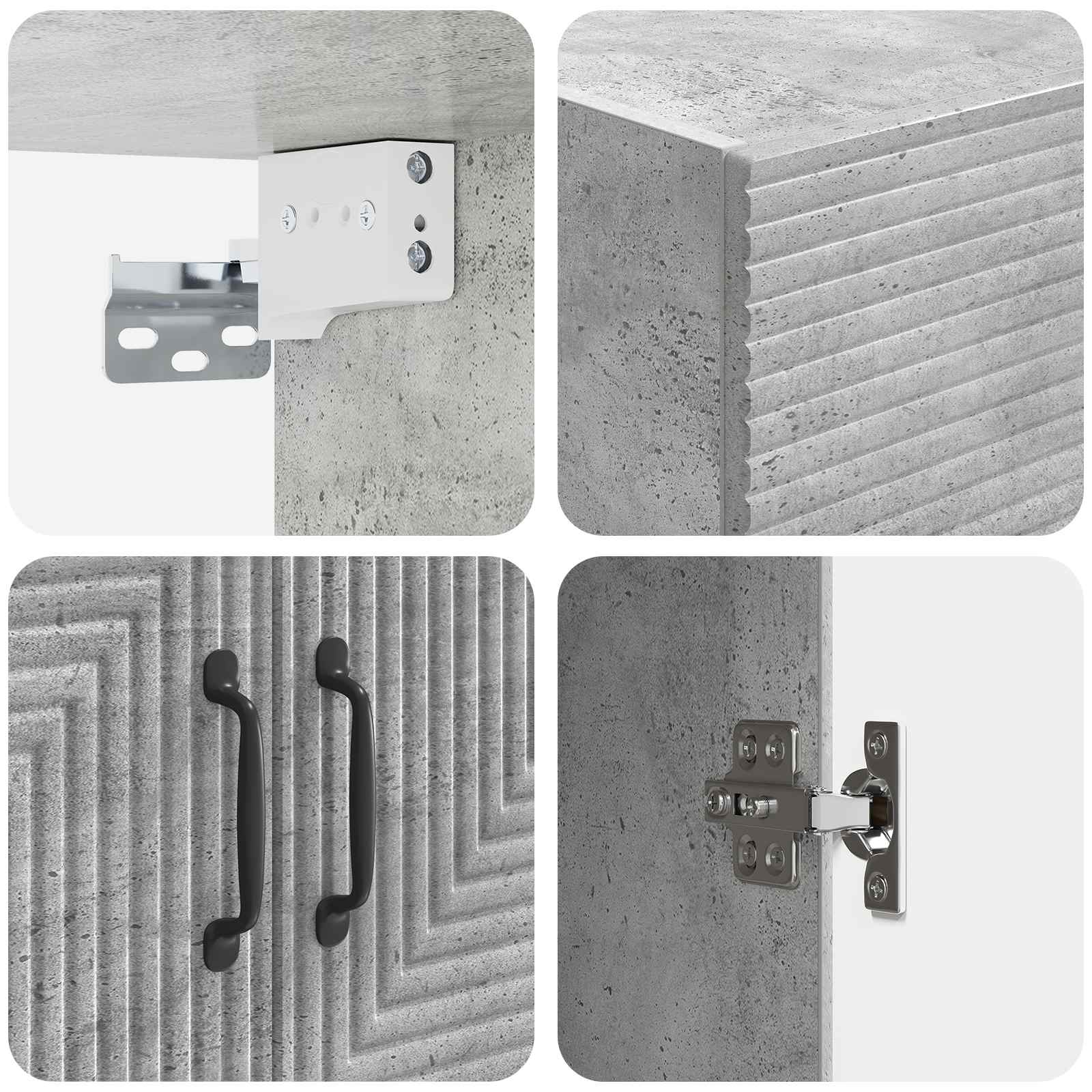 Wandkast Betongrijs 59 x 31 x 60 cm Bewerkt hout is nu te koop bij PeponiXL, paradijselijk wonen!