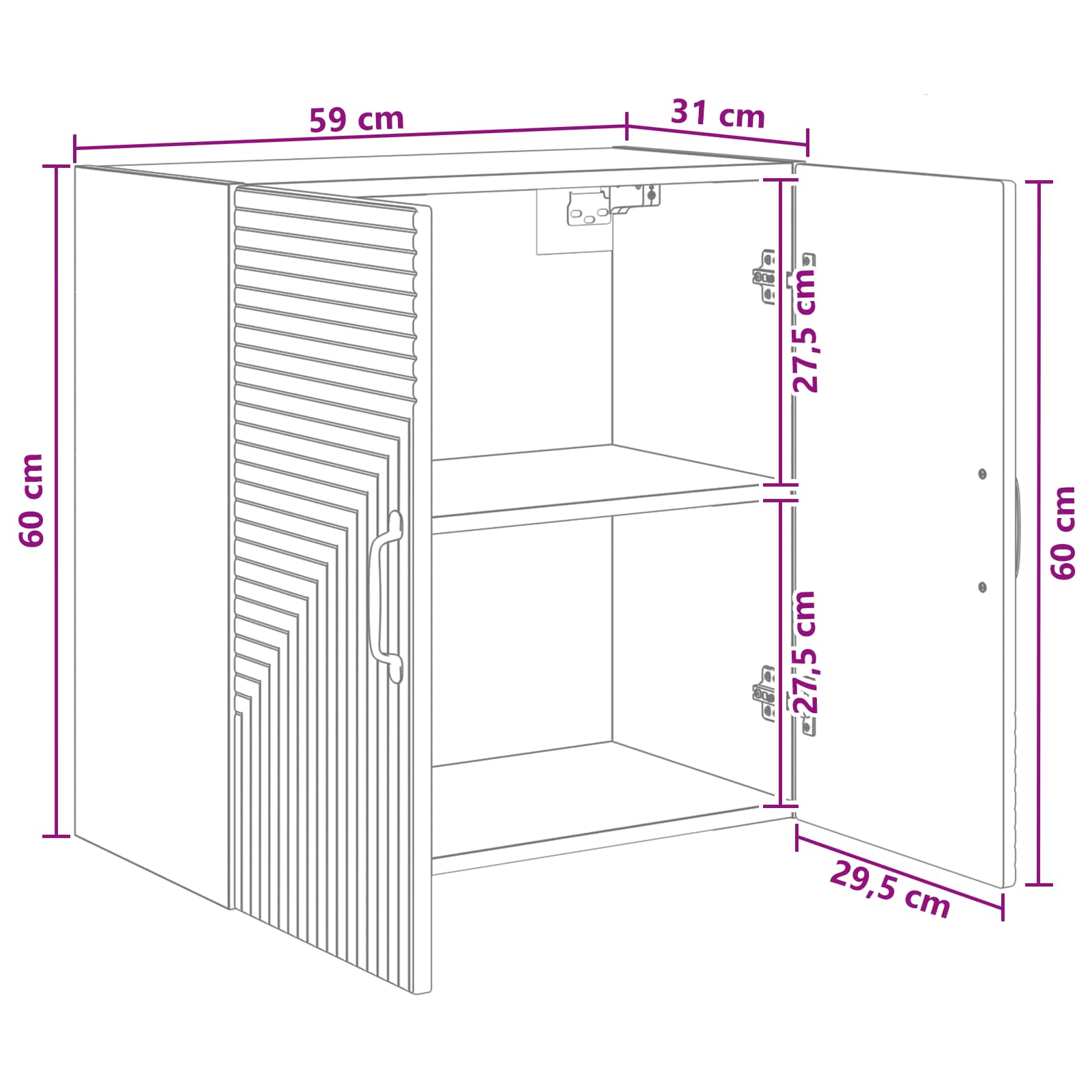 Wandkast Betongrijs 59 x 31 x 60 cm Bewerkt hout is nu te koop bij PeponiXL, paradijselijk wonen!