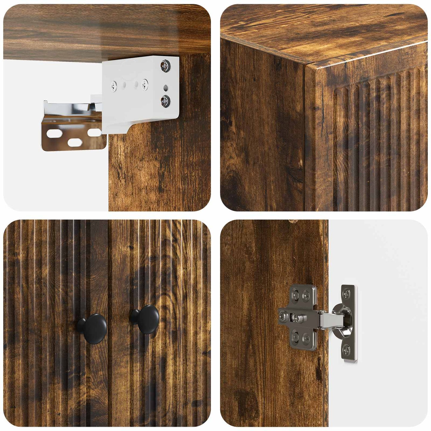 Wandkast Gerookt eiken 59 x 31 x 60 cm Bewerkt hout is nu te koop bij PeponiXL, paradijselijk wonen!