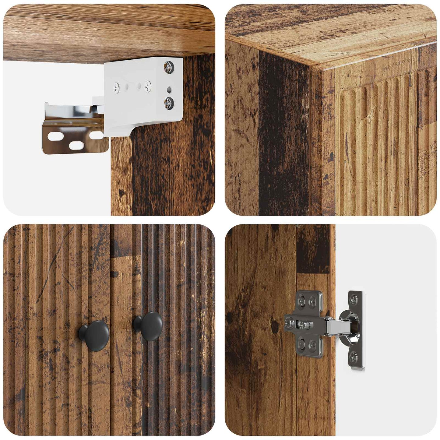 Wandkast Oud hout 59 x 31 x 60 cm Bewerkt hout is nu te koop bij PeponiXL, paradijselijk wonen!