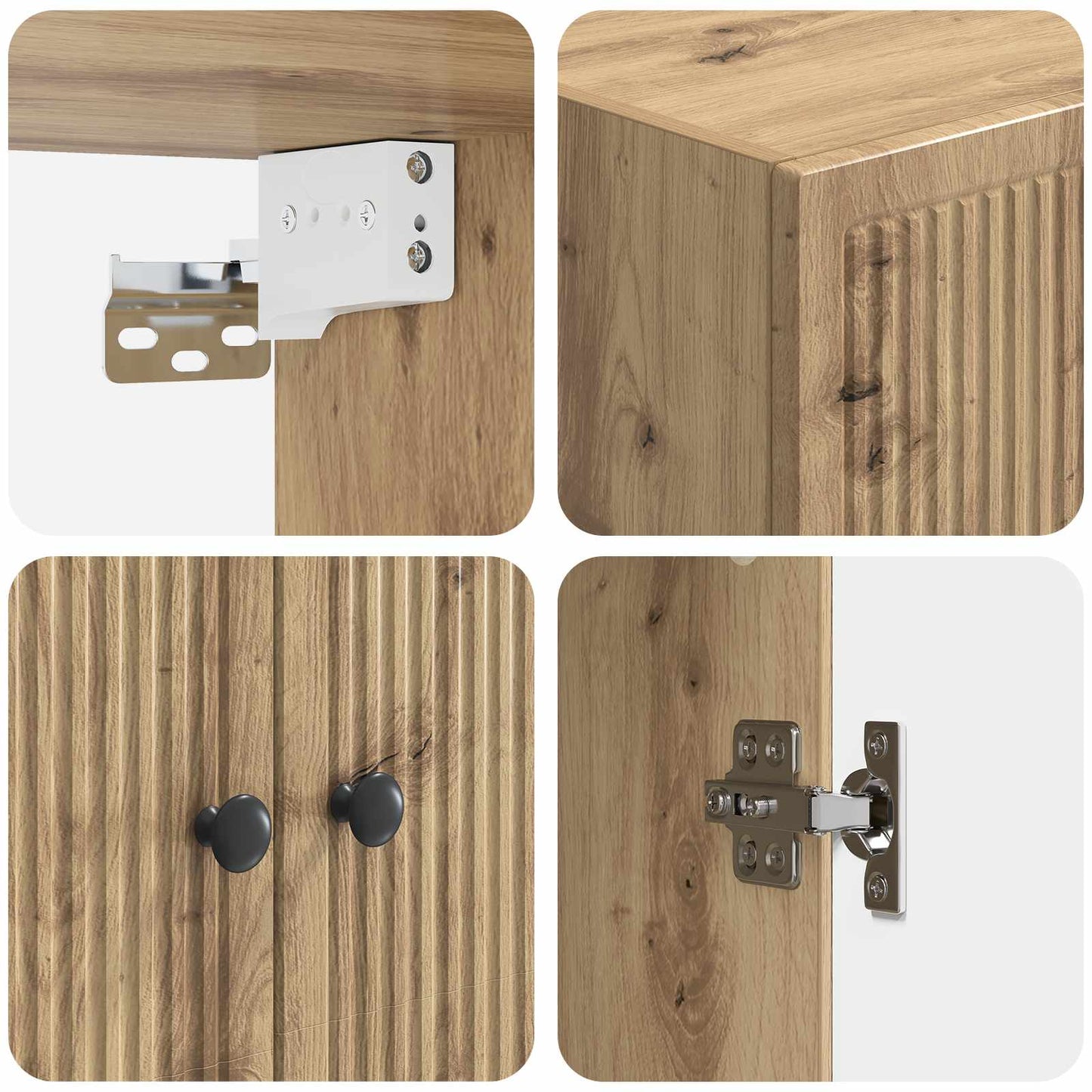 Wandkast Artisanaal eiken 59 x 31 x 60 cm Bewerkt hout is nu te koop bij PeponiXL, paradijselijk wonen!