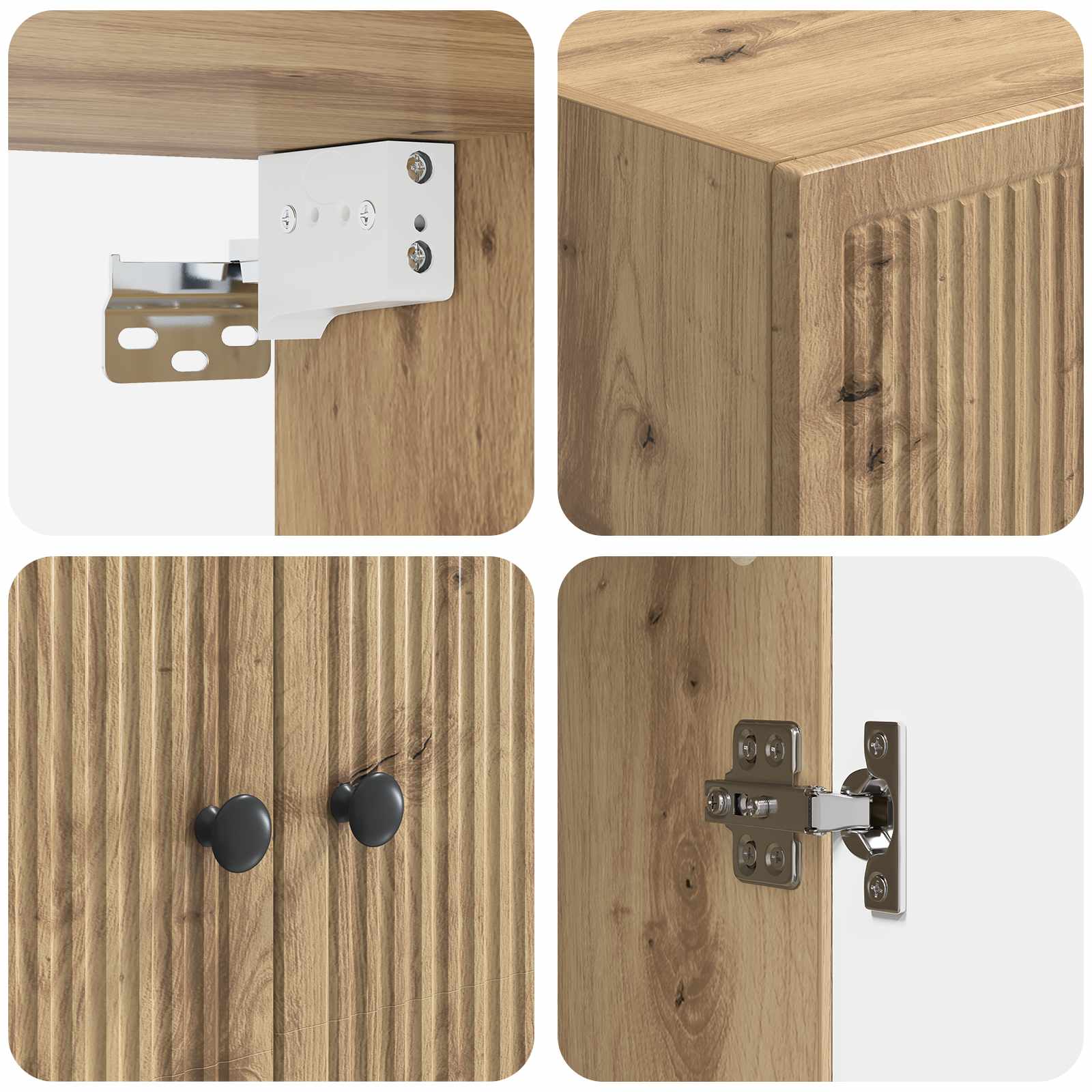 Wandkast Artisanaal eiken 59 x 31 x 60 cm Bewerkt hout is nu te koop bij PeponiXL, paradijselijk wonen!