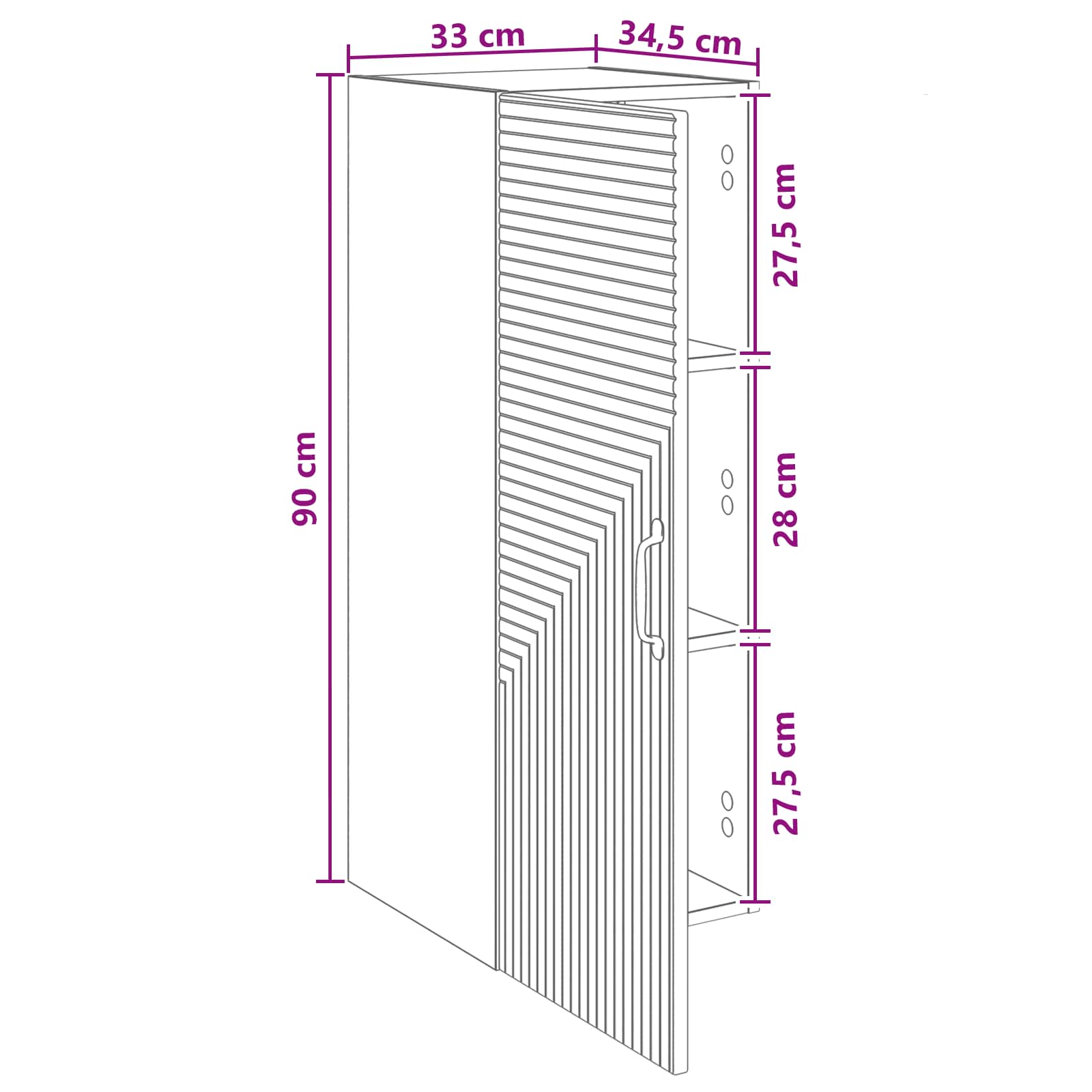 Wandkast Sonoma Eiken 33 x 34,5 x 90 cm Bewerkt hout is nu te koop bij PeponiXL, paradijselijk wonen!