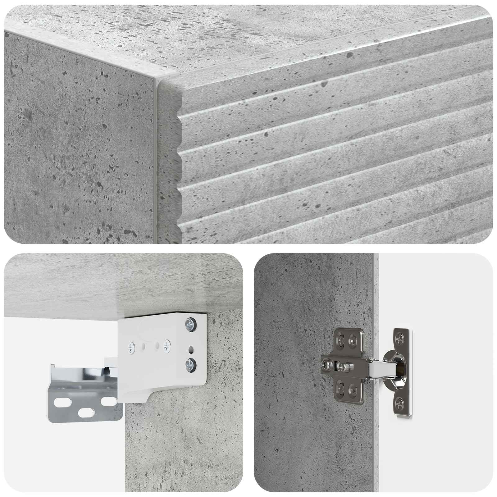 Wandkast Betongrijs 33 x 34,5 x 90 cm Bewerkt hout is nu te koop bij PeponiXL, paradijselijk wonen!