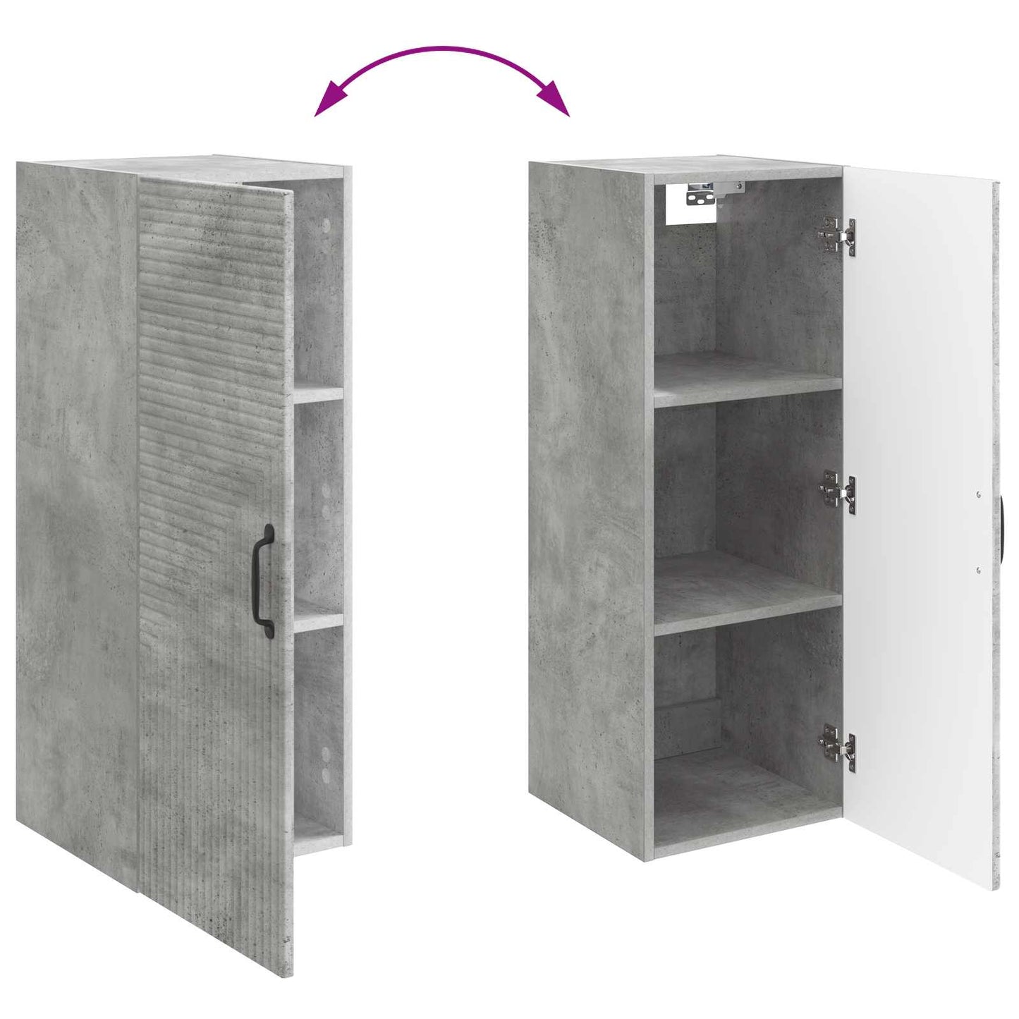 Wandkast Betongrijs 33 x 34,5 x 90 cm Bewerkt hout is nu te koop bij PeponiXL, paradijselijk wonen!