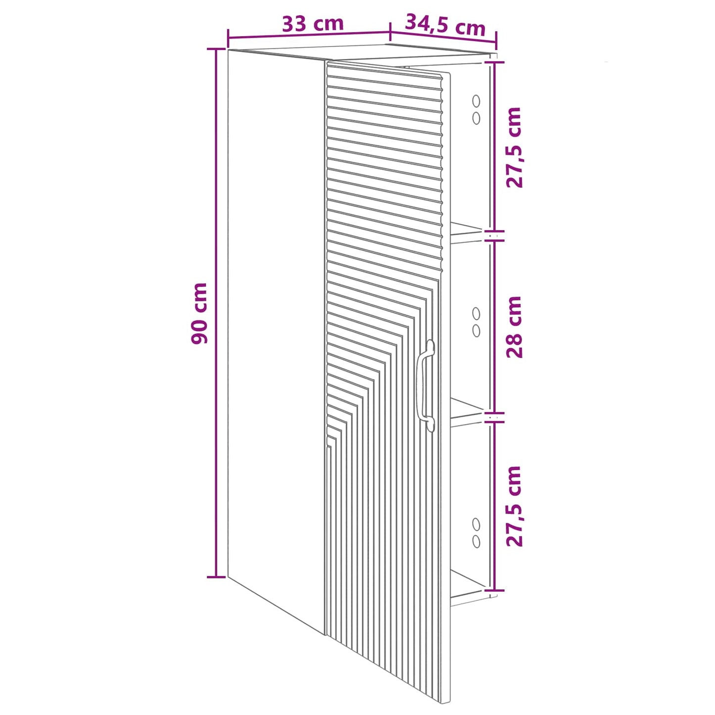 Wandkast Betongrijs 33 x 34,5 x 90 cm Bewerkt hout is nu te koop bij PeponiXL, paradijselijk wonen!