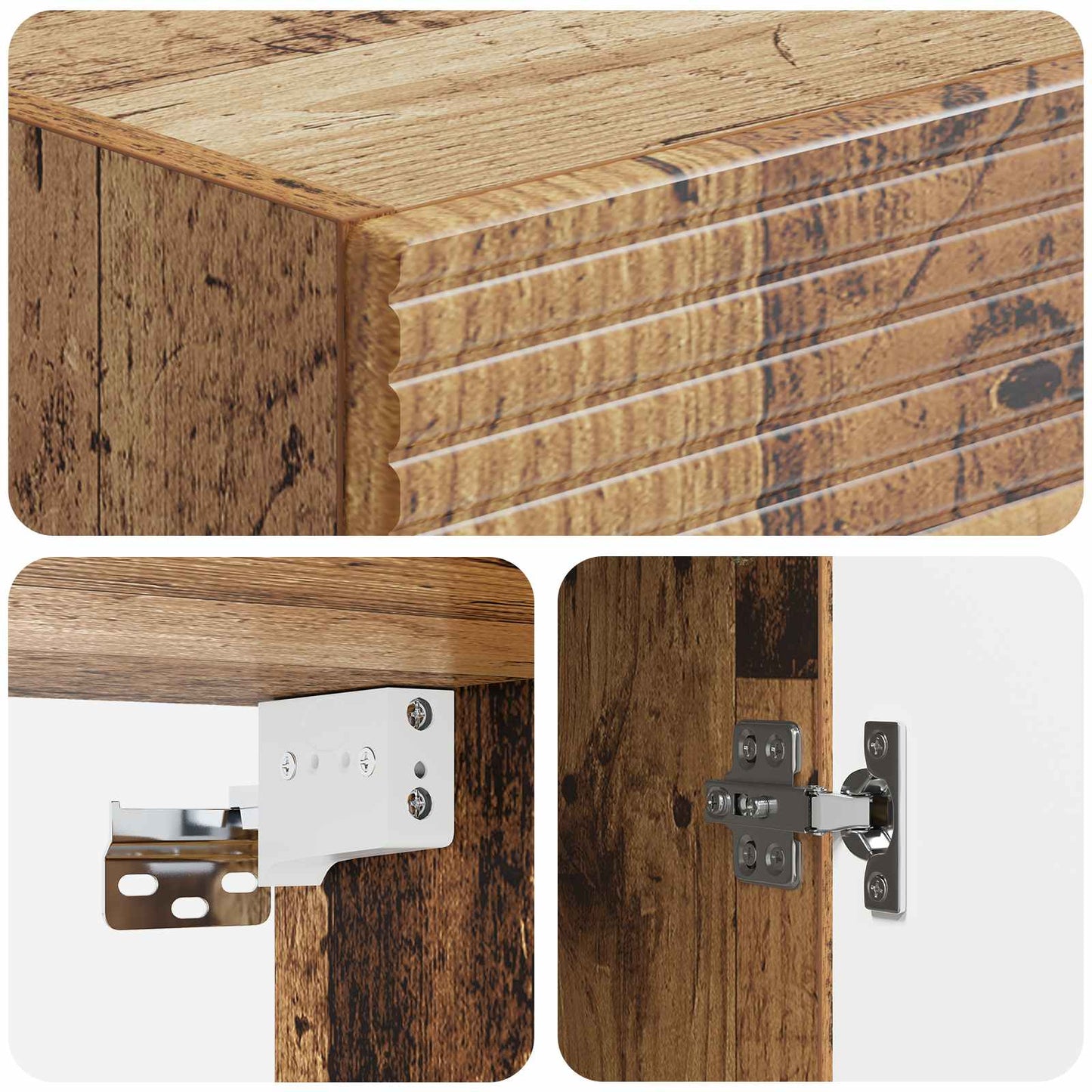 Wandkast Oud hout 33 x 34,5 x 90 cm Bewerkt hout is nu te koop bij PeponiXL, paradijselijk wonen!