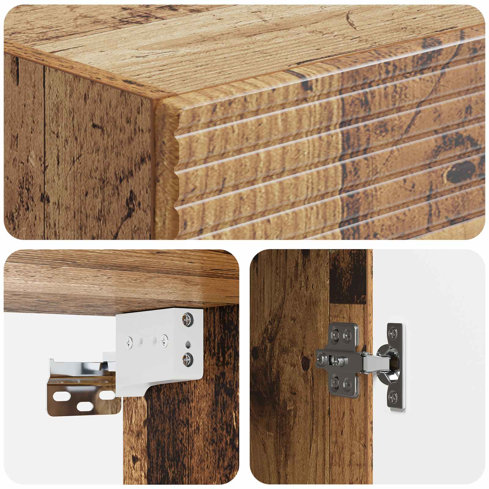 Wandkast Oud hout 33 x 34,5 x 90 cm Bewerkt hout is nu te koop bij PeponiXL, paradijselijk wonen!
