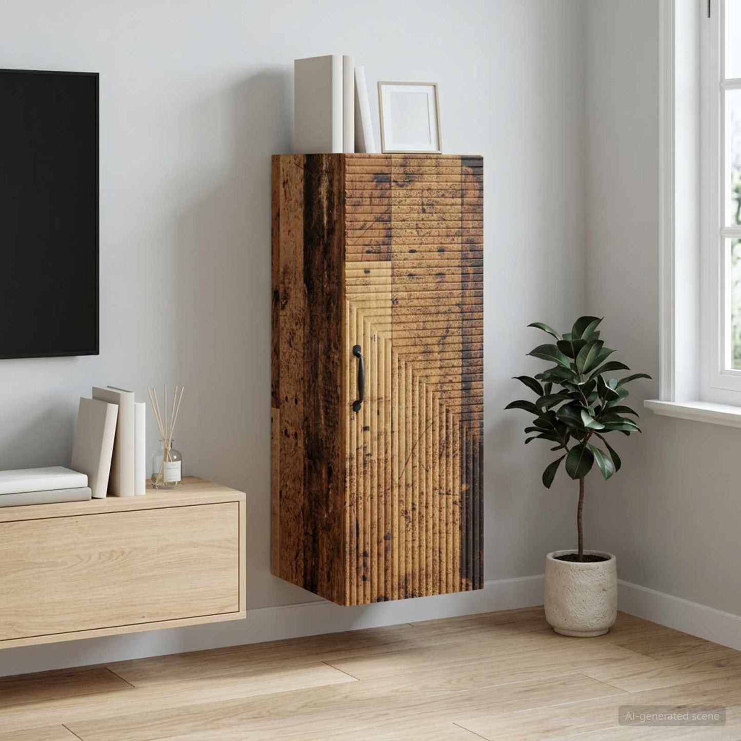 Wandkast Oud hout 33 x 34,5 x 90 cm Bewerkt hout is nu te koop bij PeponiXL, paradijselijk wonen!