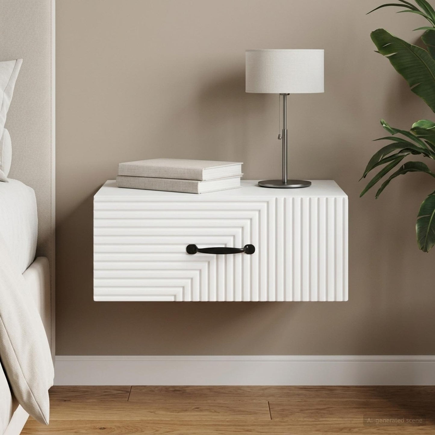 Wandbeugel Bedkast met lade Wit 49 x 34,5 x 20 cm Bewerkt hout is nu te koop bij PeponiXL, paradijselijk wonen!