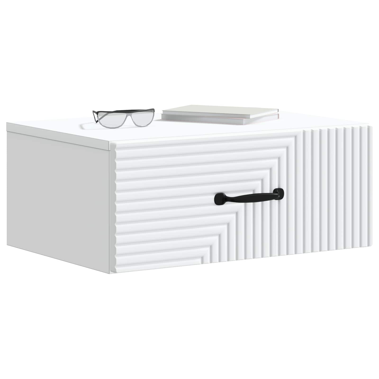 Wandbeugel Bedkast met lade Wit 49 x 34,5 x 20 cm Bewerkt hout is nu te koop bij PeponiXL, paradijselijk wonen!