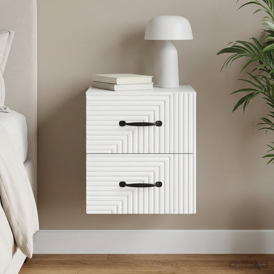 Wandbeugel Bedkast met lade Wit 34,5 x 33 x 40 cm Bewerkt hout is nu te koop bij PeponiXL, paradijselijk wonen!
