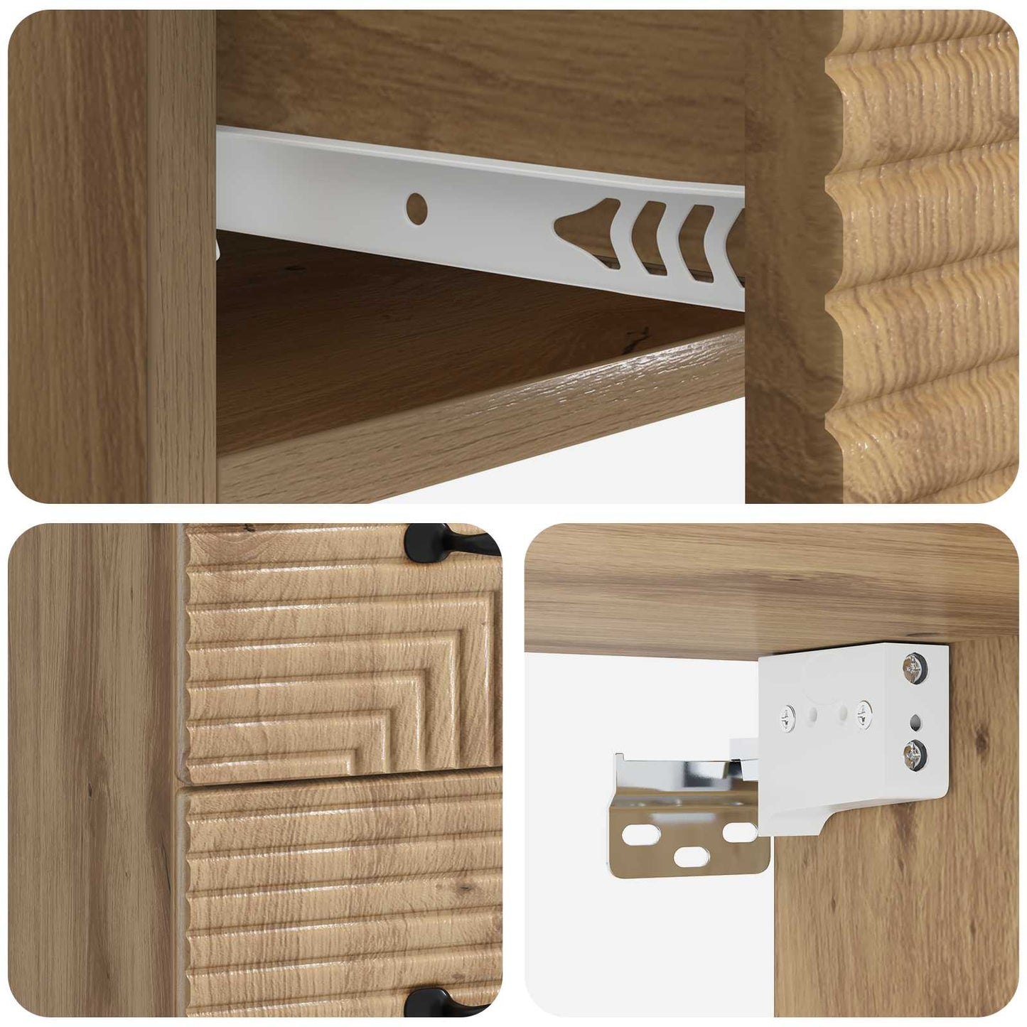 Wandbeugel Bedkast Artisanaal eiken 34,5 x 33 x 40 cm is nu te koop bij PeponiXL, paradijselijk wonen!