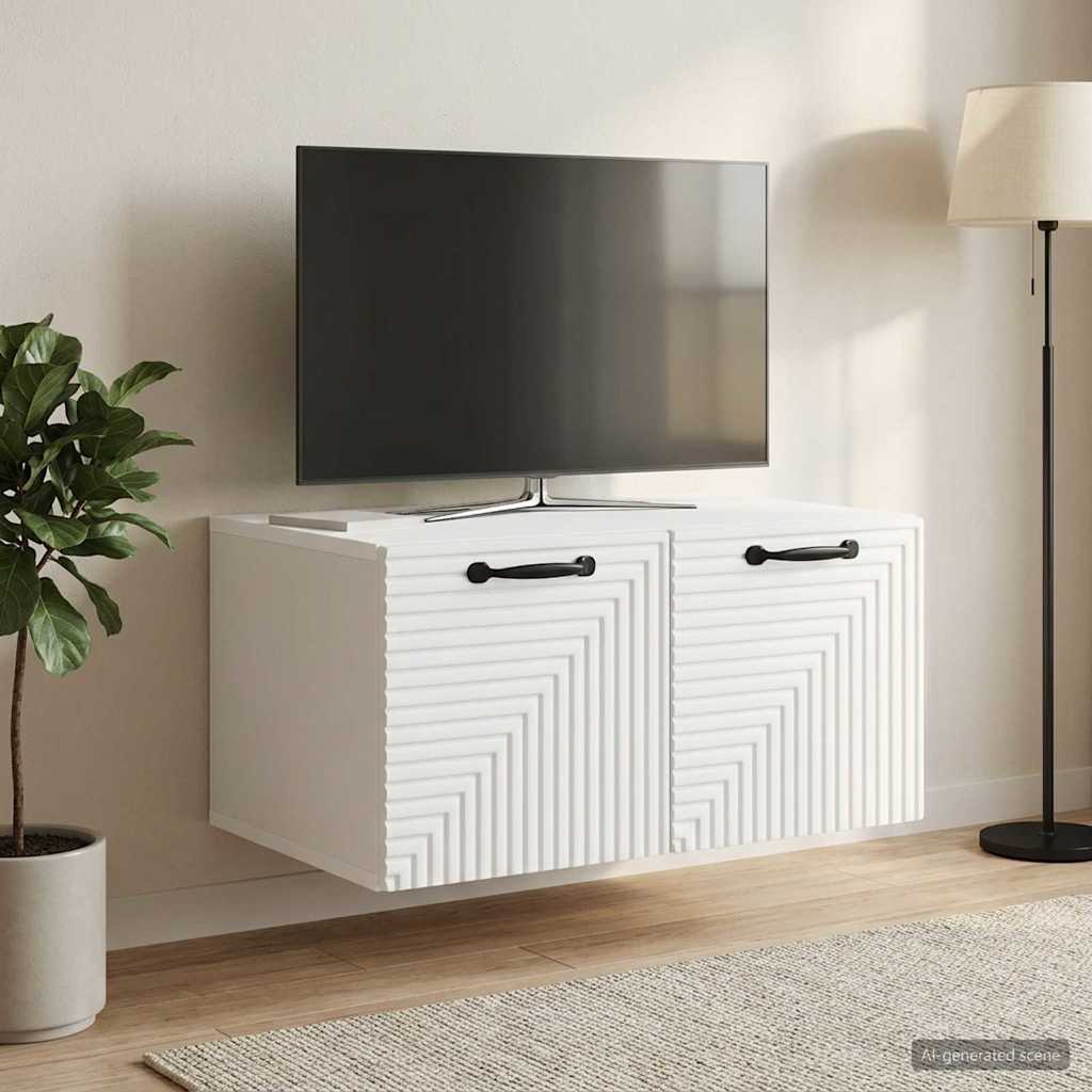 Wandbeugel TV-kast Wit 59,5 x 41 x 30 cm Bewerkt hout is nu te koop bij PeponiXL, paradijselijk wonen!