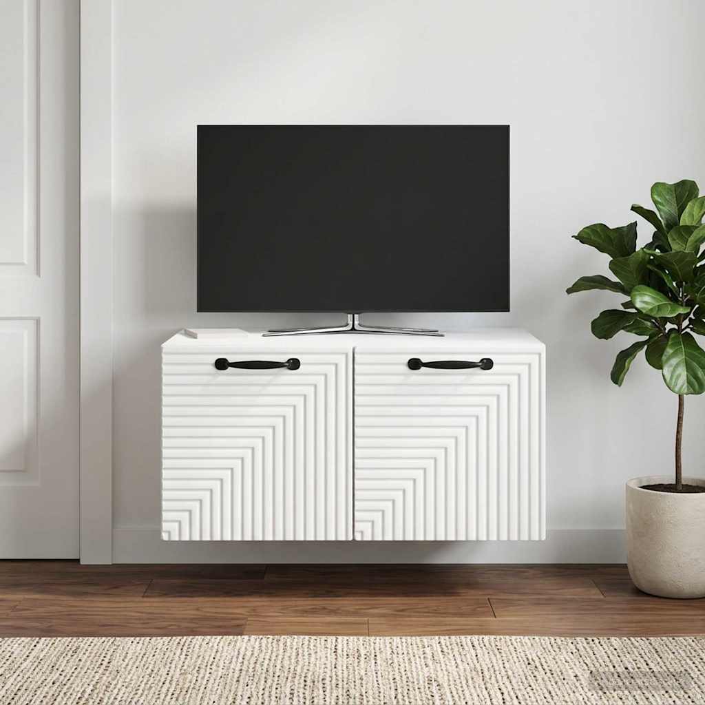 Wandbeugel TV-kast Wit 59,5 x 41 x 30 cm Bewerkt hout is nu te koop bij PeponiXL, paradijselijk wonen!