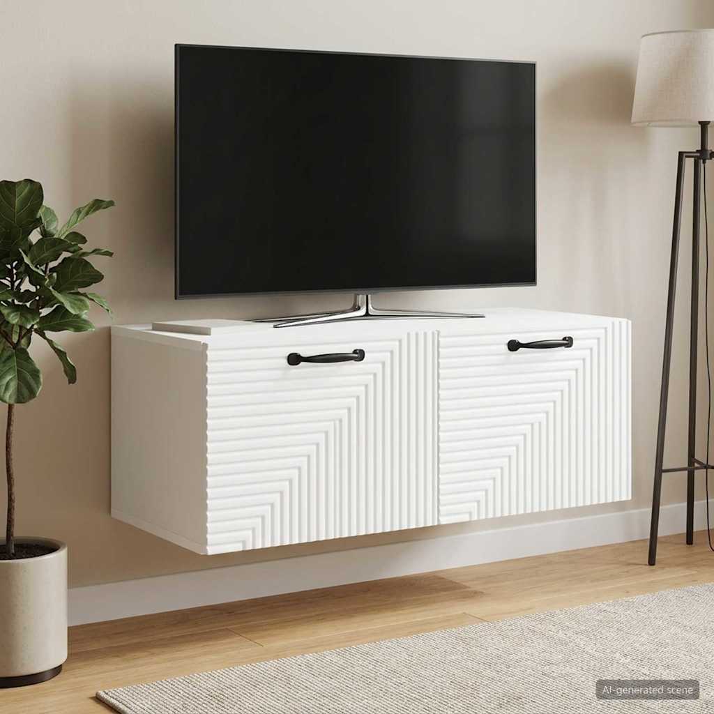 Wandbeugel TV-kast Wit 78,5 x 41 x 30 cm Bewerkt hout is nu te koop bij PeponiXL, paradijselijk wonen!