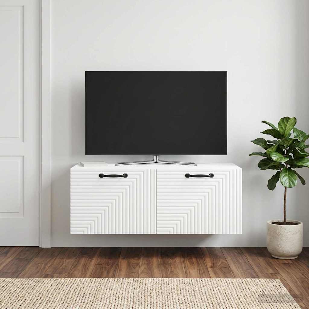 Wandbeugel TV-kast Wit 78,5 x 41 x 30 cm Bewerkt hout is nu te koop bij PeponiXL, paradijselijk wonen!