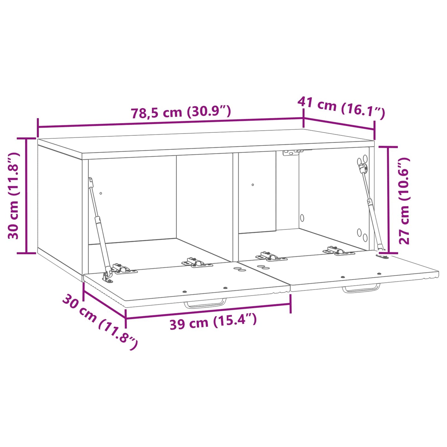 Wandbeugel TV-kast Wit 78,5 x 41 x 30 cm Bewerkt hout is nu te koop bij PeponiXL, paradijselijk wonen!
