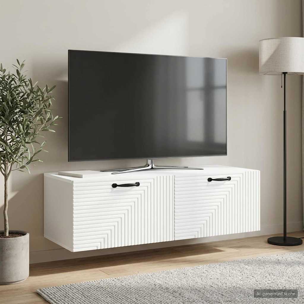 Wandbeugel TV-kast Wit 98 x 41 x 30 cm Bewerkt hout is nu te koop bij PeponiXL, paradijselijk wonen!