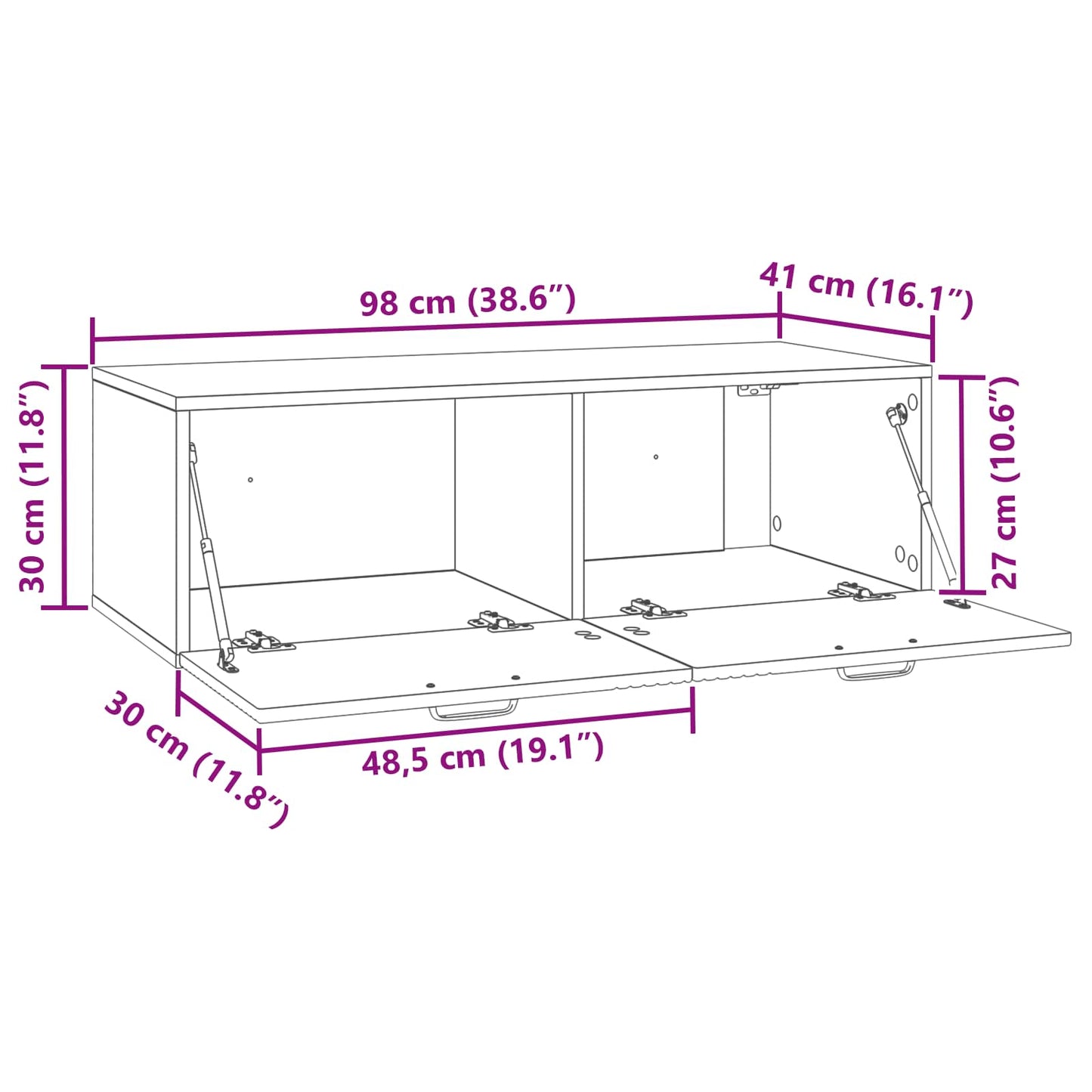Wandbeugel TV-kast Wit 98 x 41 x 30 cm Bewerkt hout is nu te koop bij PeponiXL, paradijselijk wonen!