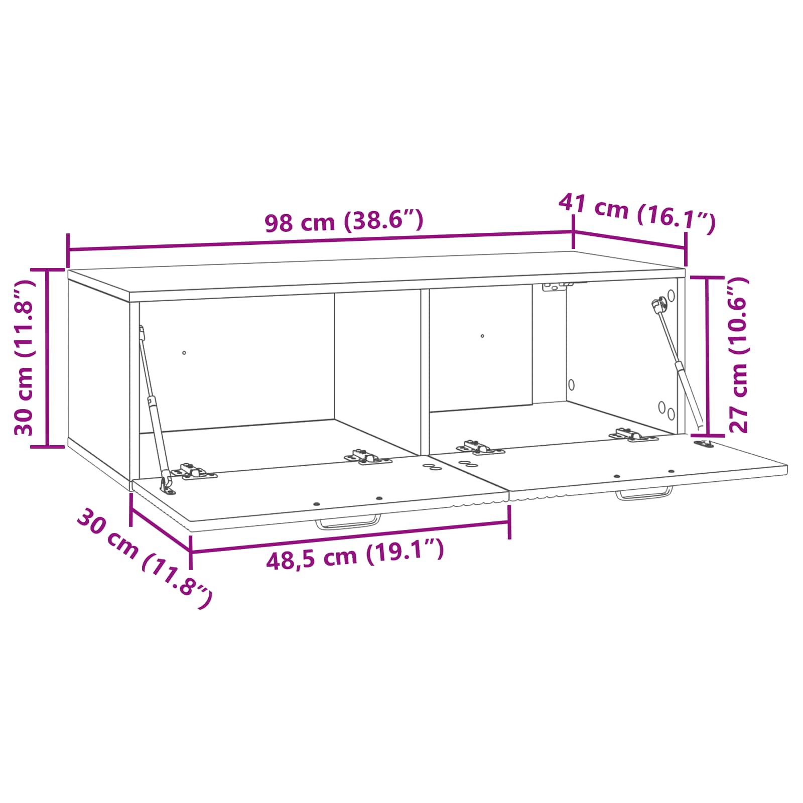 Wandbeugel TV-kast Wit 98 x 41 x 30 cm Bewerkt hout is nu te koop bij PeponiXL, paradijselijk wonen!