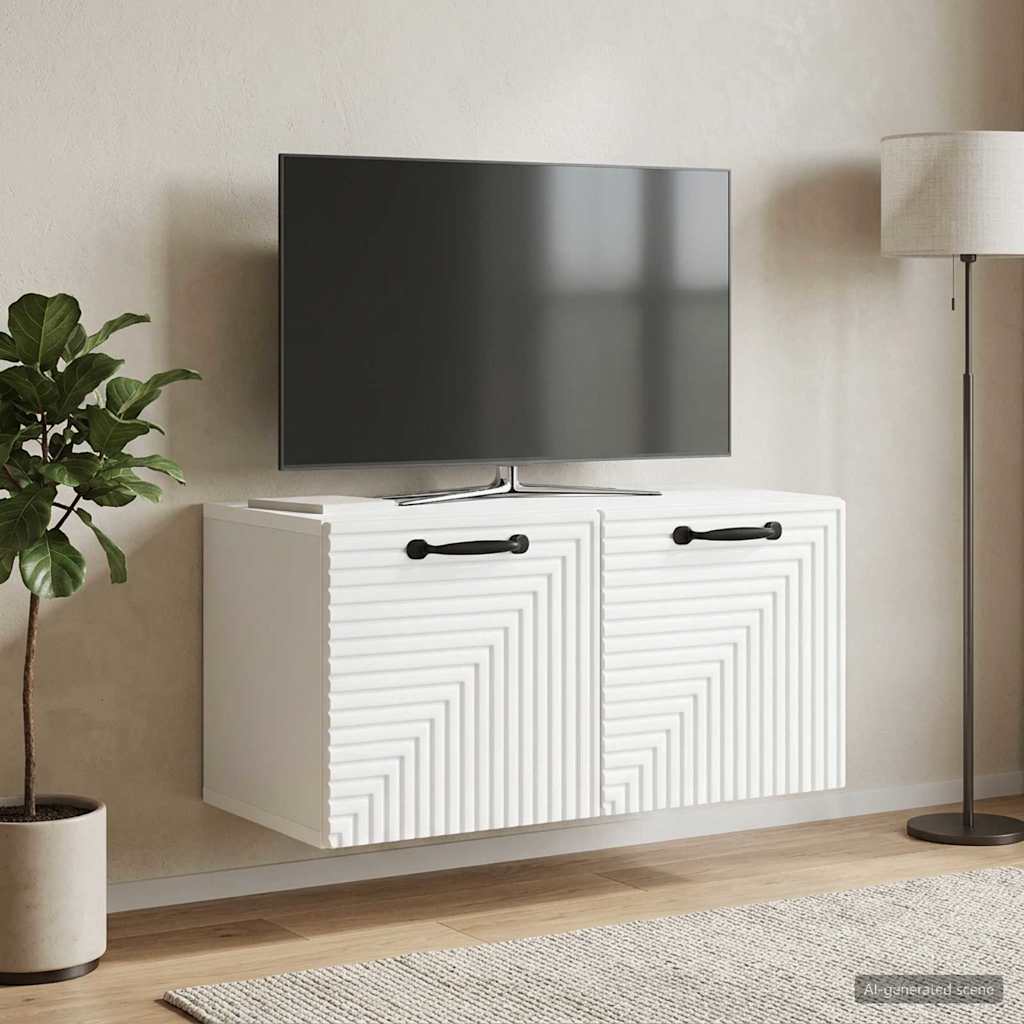 Wandbeugel TV-kast Wit 59,5 x 31 x 30 cm Bewerkt hout is nu te koop bij PeponiXL, paradijselijk wonen!