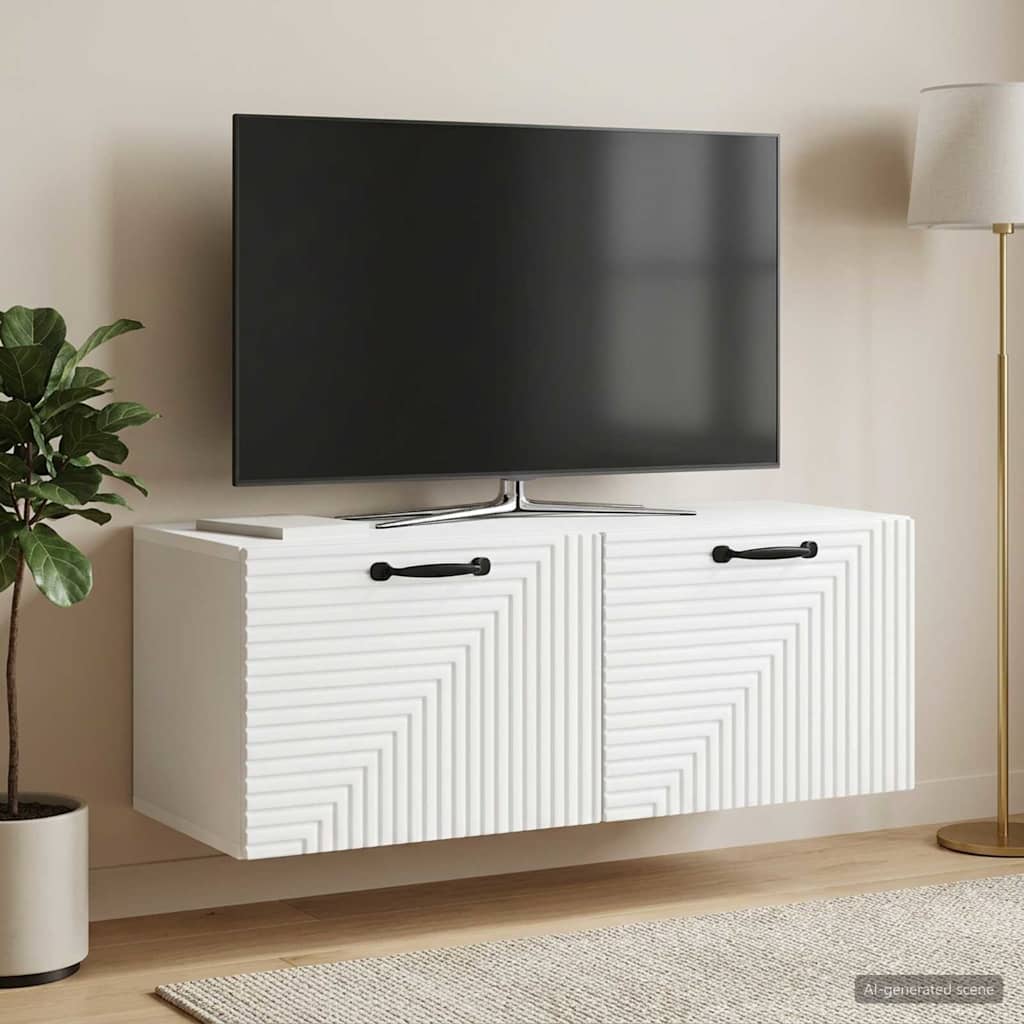 Wandbeugel TV-kast Wit 78,5 x 31 x 30 cm Bewerkt hout is nu te koop bij PeponiXL, paradijselijk wonen!