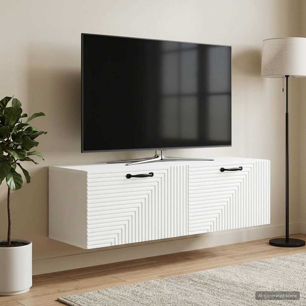 Wandbeugel TV-kast Wit 98 x 31 x 30 cm Bewerkt hout is nu te koop bij PeponiXL, paradijselijk wonen!