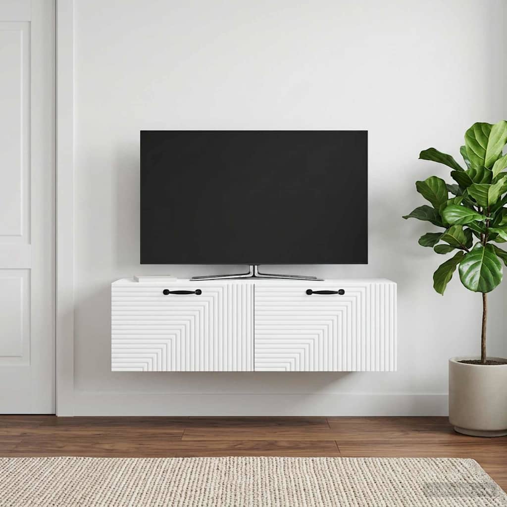 Wandbeugel TV-kast Wit 98 x 31 x 30 cm Bewerkt hout is nu te koop bij PeponiXL, paradijselijk wonen!