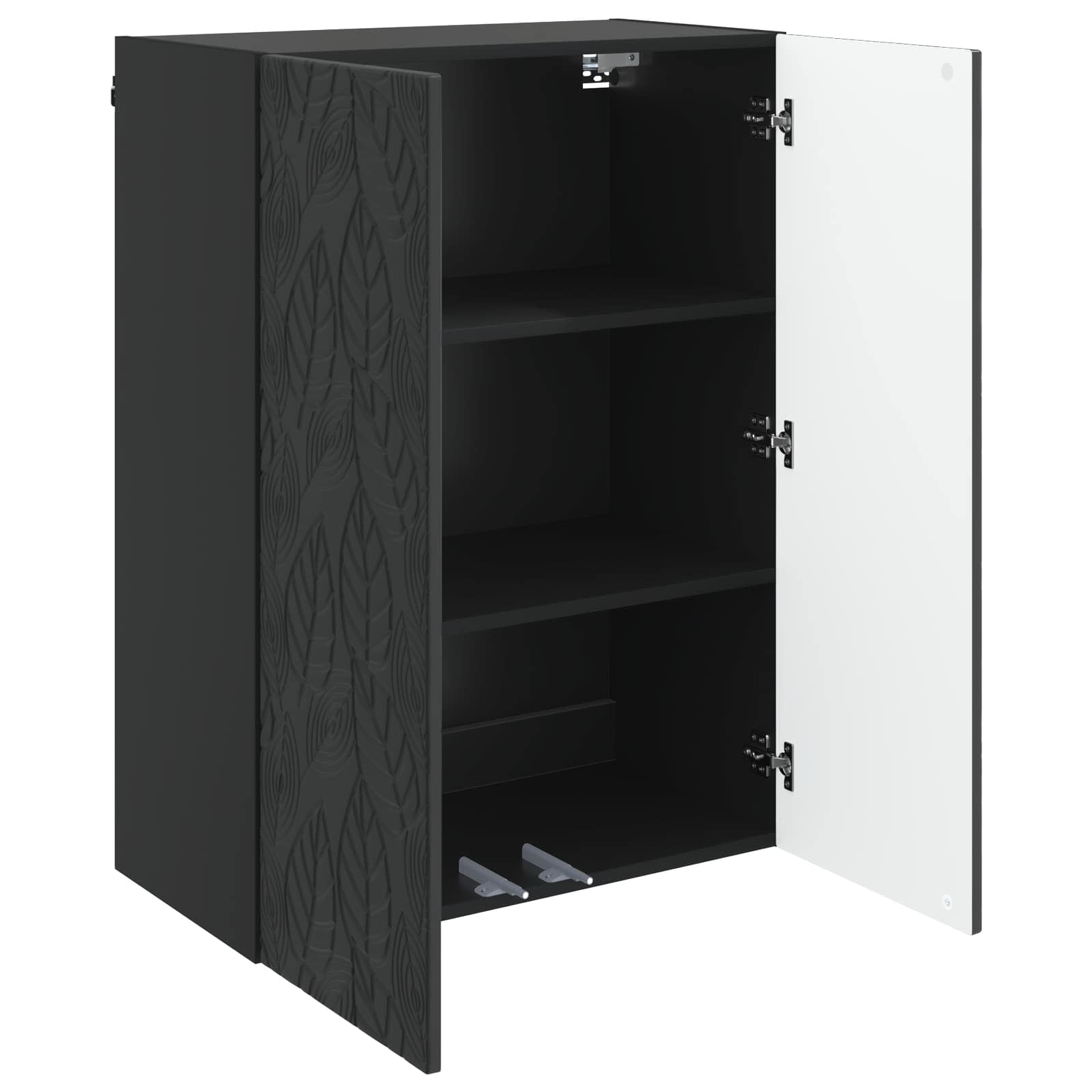 Wandkast Zwart 66 x 34,5 x 90 cm Bewerkt hout is nu te koop bij PeponiXL, paradijselijk wonen!