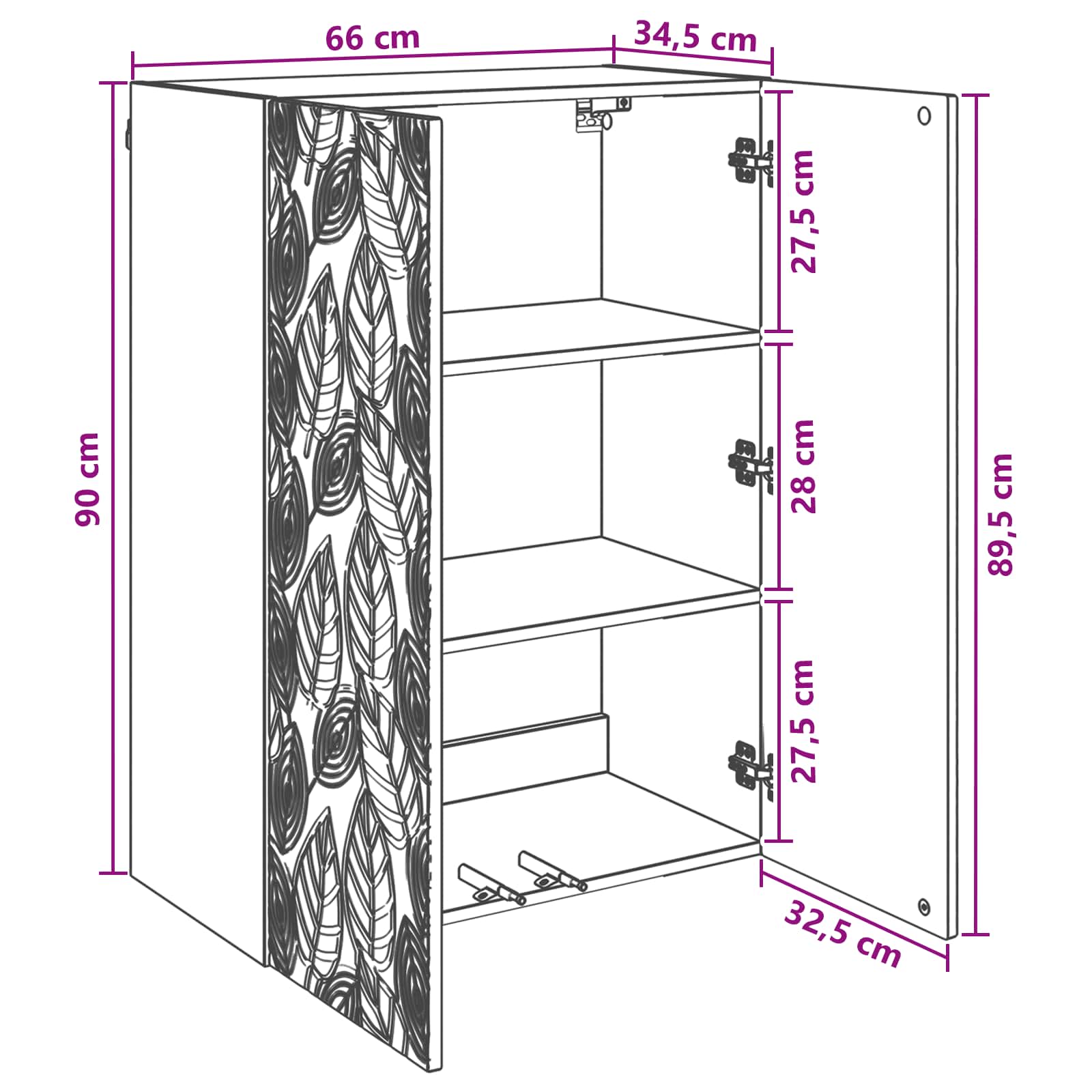 Wandkast Zwart 66 x 34,5 x 90 cm Bewerkt hout is nu te koop bij PeponiXL, paradijselijk wonen!