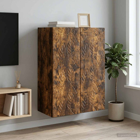 Wandkast Gerookt eiken 66 x 34,5 x 90 cm Bewerkt hout is nu te koop bij PeponiXL, paradijselijk wonen!