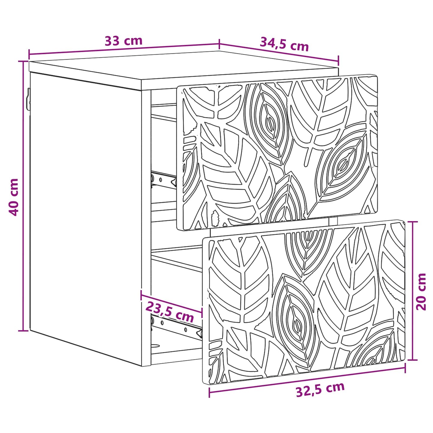 Wandbeugel Bedkast Artisanaal eiken 34,5 x 33 x 40 cm is nu te koop bij PeponiXL, paradijselijk wonen!